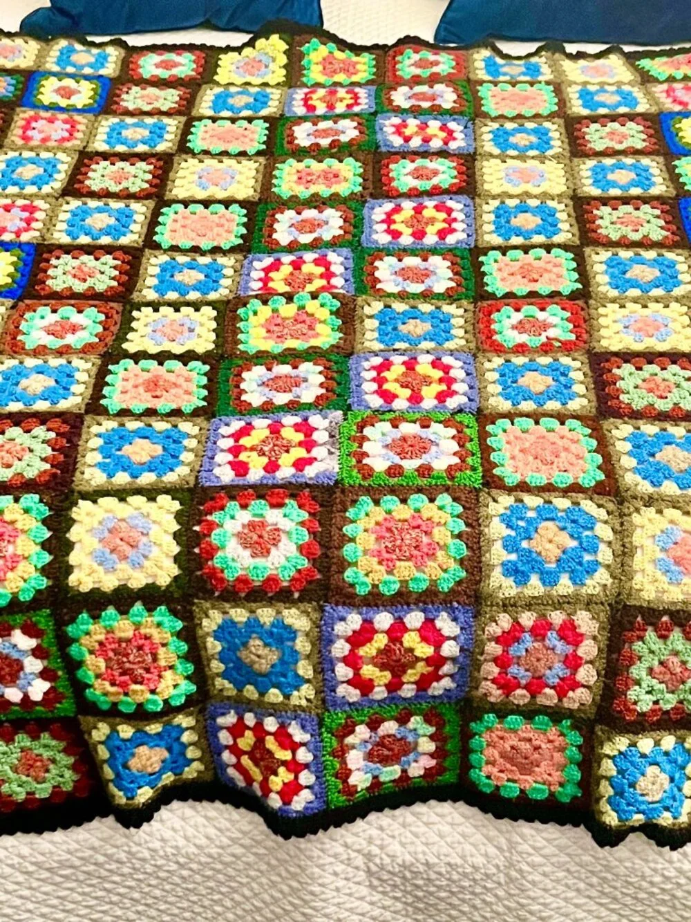 Handmade Vintage Granny Square Afghan 56